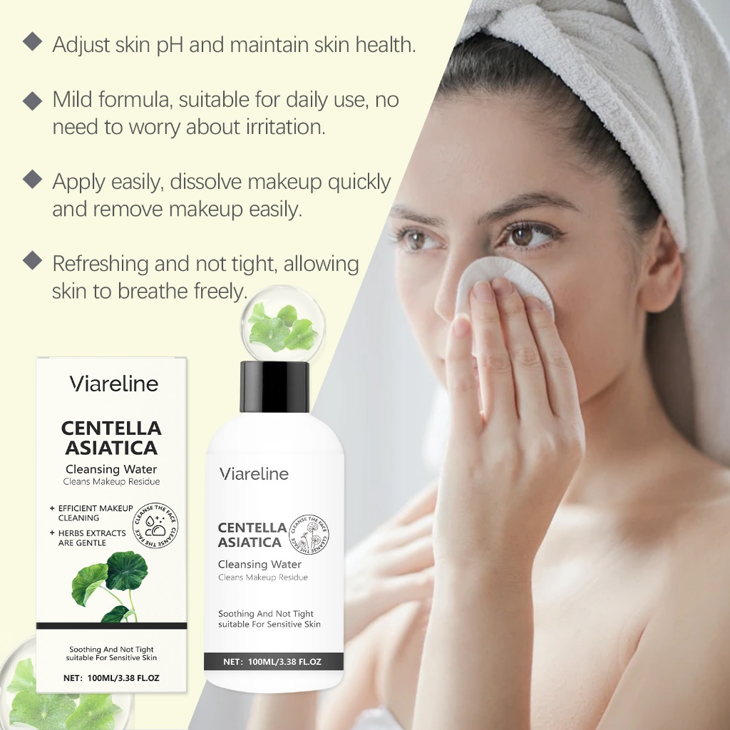 【1 แถม 1】คลีนซิ่งวอเตอร์ Viareline เช็ดเครื่องสำอาง สูตรอ่อนโยน คลีนซิ่ง ลบออกแม้เครื่องสำอางกันน้ำ