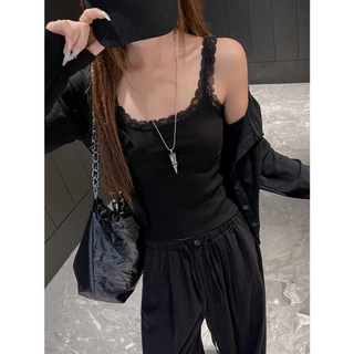 เสื้อสายเดี่ยว แต่งลูกไม้ เสื้อซับในแฟชั่นผู้หญิง ผ้ายืด ใส่สบาย มีหลายสี (CL-048)