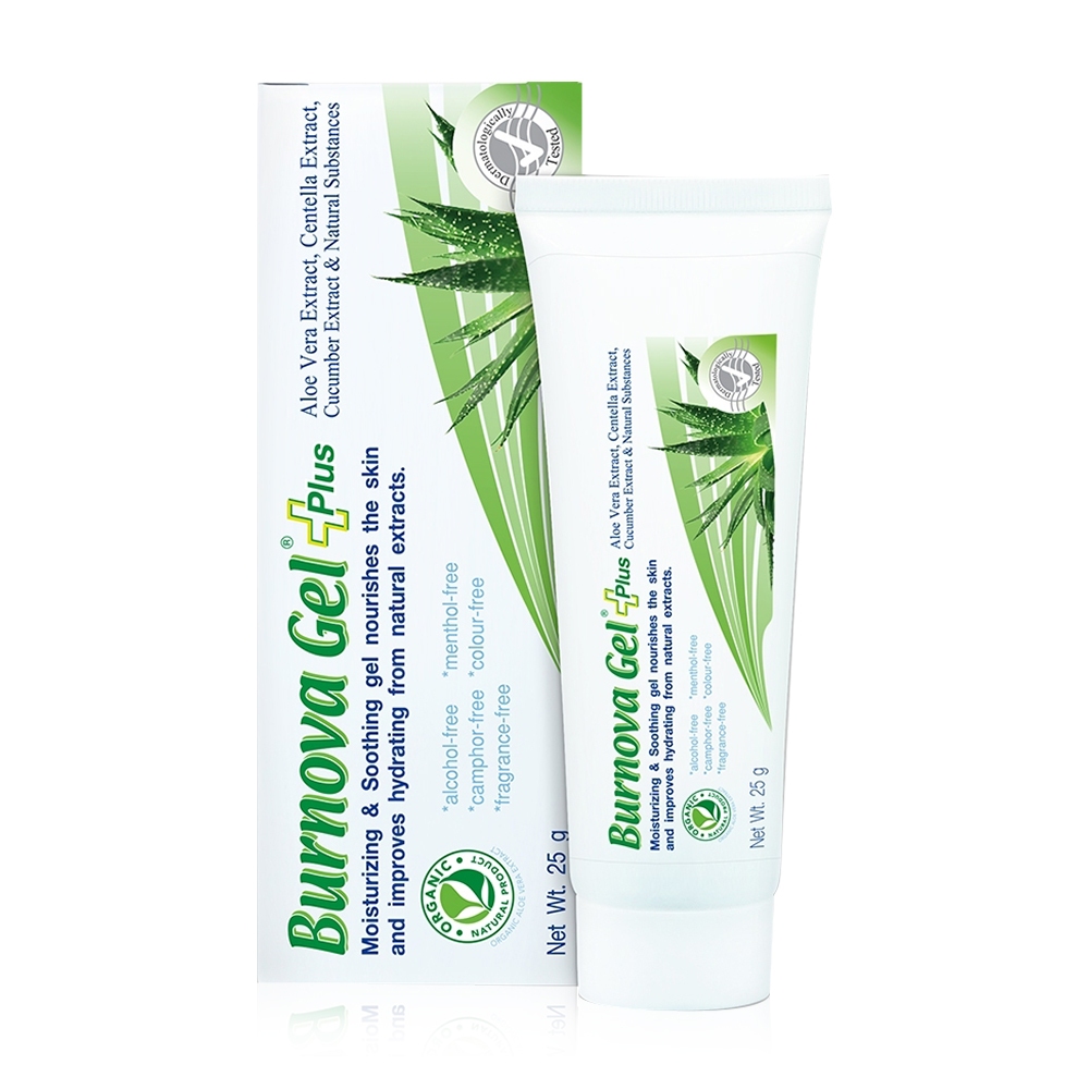 Burnova Gel Plus (25g) เจลว่านหางจระเข้สูตรอ่อนโยน ผิวแพ้ง่ายใช้ได้ ของแท้ 100% จากร้านยา