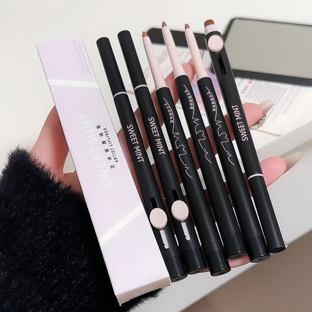 Sweet Mint AirBlur Duo Lipliner ดินสอเขียนขอบปาก 2 หัว พร้อมหัวฟุ้งเบลนด์ในแท่งเดียว เส้นคม เบลนด์สีฟุ้ง สวยชัด ติดทนนาน