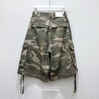 📍พร้อมส่ง📍🇰🇷FSY🇰🇷61821💌 Vintage camo cargo shorts🔥 กางเกงผ้ายีนส์บางลายทหาร เอวต่ำทรงคาร์โก้ แต่งกระเป๋าใหญ่