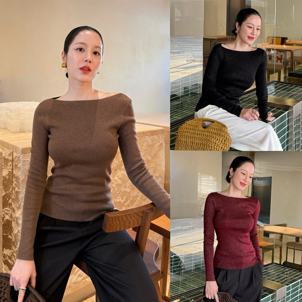 LITAS : CELESTE TOP เสื้อคอกว้างกึ่ง boat neck หรือ off-shoulder เสื้อปาดไหล่ เสื้อold money