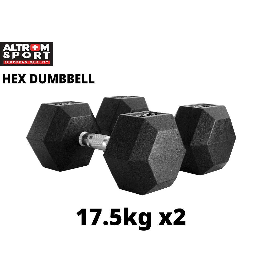 Altrom Sport DBH-17.5 HEX D ดัมเบลเหล็กหกเหลี่ยม Hex Rubber Dumbbell 17.5 kg