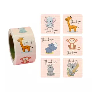 สติ๊กเกอร์ ขอบคุณ สี่เหลี่ยม 3*3ซม 300ดวง สติ๊กเกอร์ติดกล่อง ติดแก้ว ตกแต่ง sticker thankyou