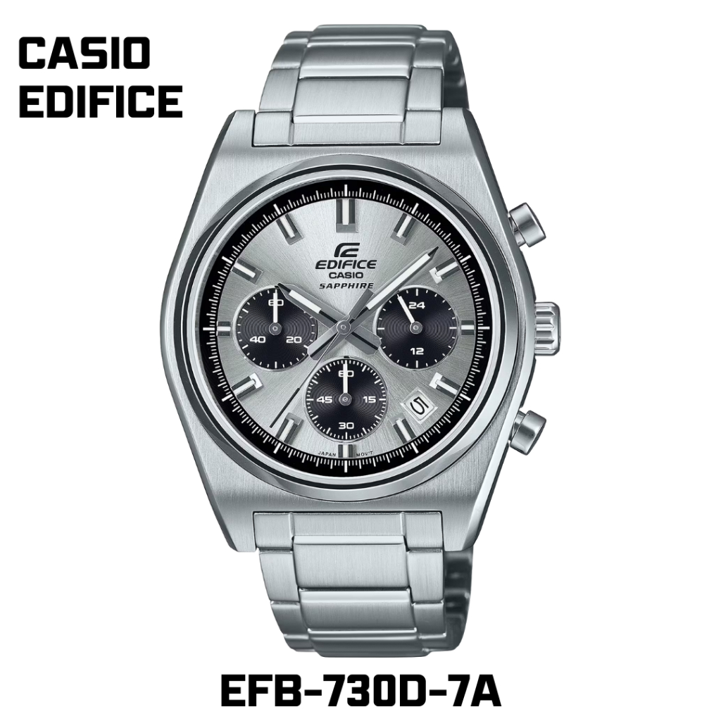 นาฬิกาโครโนกราฟอะนาล็อก EFB-730D-7AV Silver สายสเตนเลส น้ำหนักเบา มี 5 สี พร้อมส่ง
