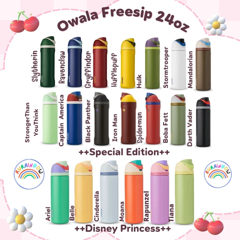 (พร้อมส่ง แท้100%นำเข้า 🇺🇸) Owala Freesip Special Edition /Disney Princess/Wicked Freesipขวดน้ำสแตนเลสขนาด24และ32ออนซ์