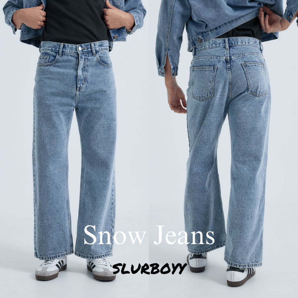 (ส่งด่วน กทม 4 ชม.) SLURBOYY Snow Jeans กางเกงยีนส์ขากระบอกใหญ่ เอวสูง (P0052)