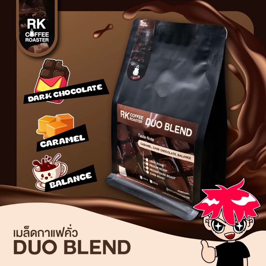 RK Coffee Roaster เมล็ดกาแฟคั่ว DUO Blend 250g-1Kg.