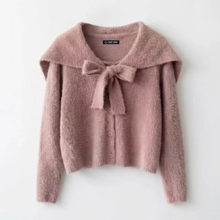 CO1205 | Sailor Collar Tie Knit Cardigan