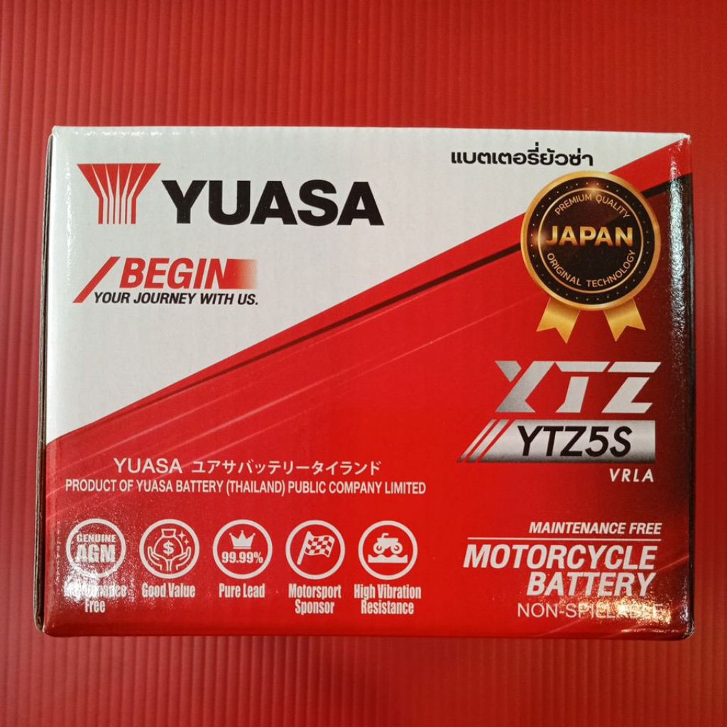 แบตเตอรี่แห้ง YTZ5S/ YUASA ใส่รถWAVE-100,110, SONIC, CLICK, CLICK-I, SCOOPY-I เก่า, WAVE-125Iทุกรุ่น, Mio-125ทุกรุ่น,