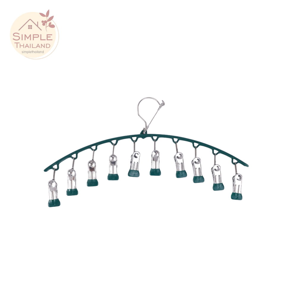 ไม้แขวนถุงเท้า ไม้แขวนเสื้อตัวหนีบ Pants hanger 10ตัว สำหรับหนีบผ้าเช็ดหน้า ประหยัดเนื้อที่ ลมแรงไม่ปลิว simplethailand