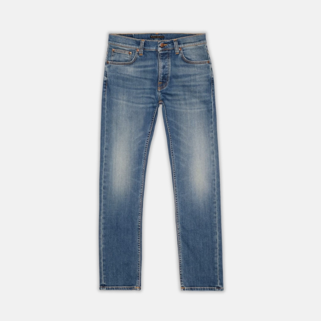 Nudie:Grim Tim-Fade memory/ยีนส์ทรงกระบอกเล็ก (Slim fit & Straight leg) ทรงสลิมขาตรง