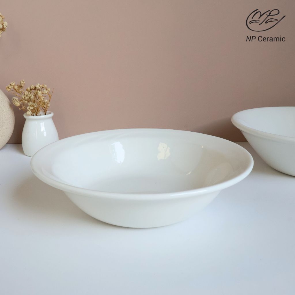 [ ลดสูงสุด 80% ] NP Ceramic ถ้วยเซรามิค ถ้วยชาม ขนาด 6 นิ้ว สีขาว
