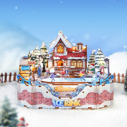 [ส่งด่วน กทม.] กล่องดนตรี DIY ประกอบเอง Ice Rink ตัวต่อไม้ ของเล่น ของแต่งบ้าน Tonecheer TQ958
