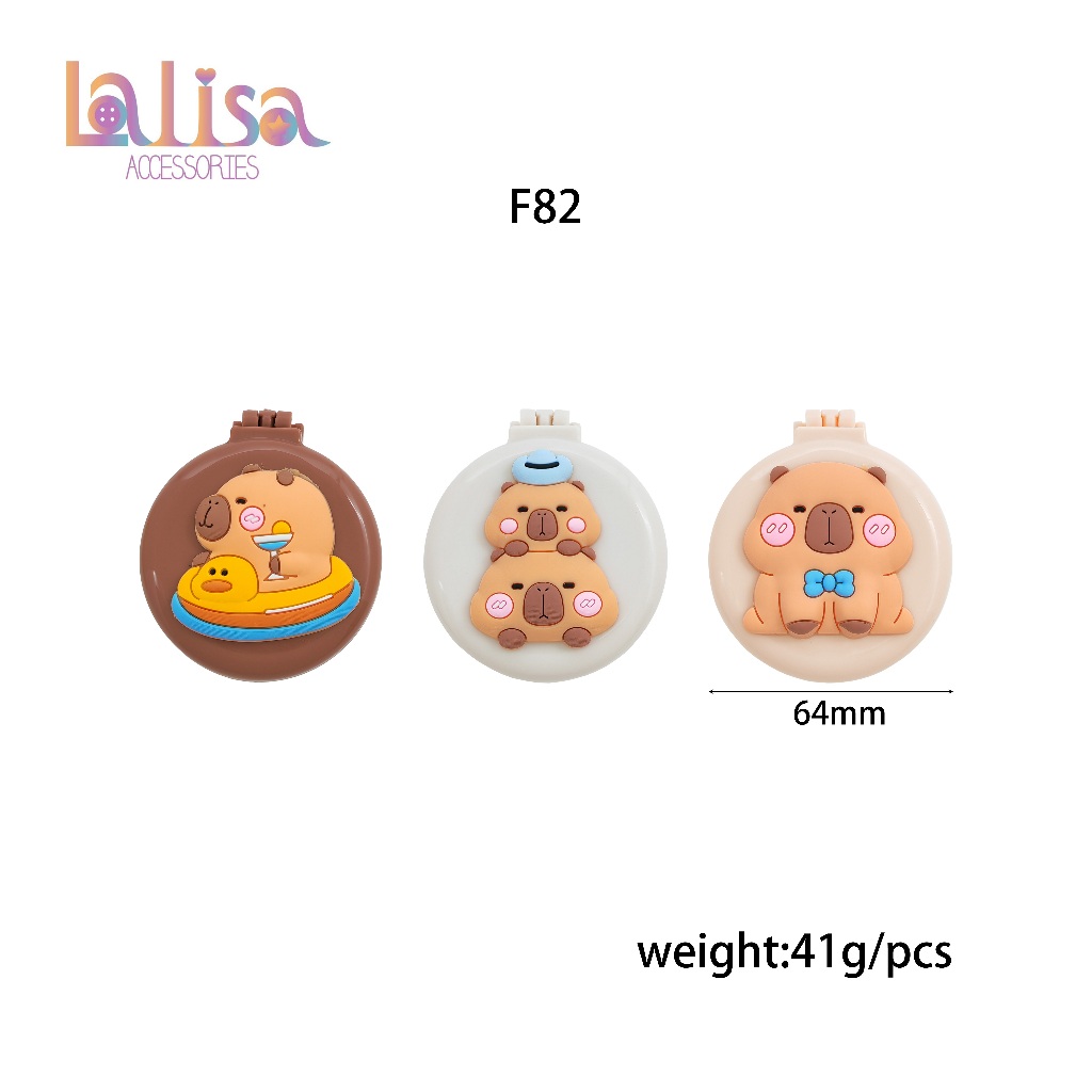 หวีพกพามินิ ลายน่ารัก ใส่กระเป๋าง่าย หวีพกพา 2in1 หวี+กระจก ลายหมี Cartoon comb F82