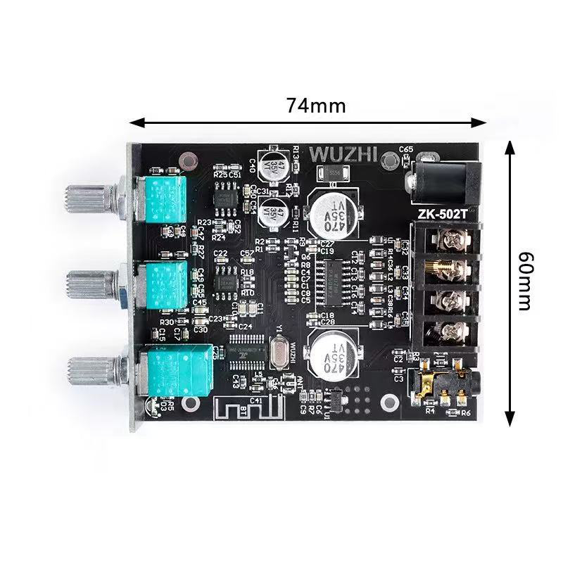 เครื่องขยายเสียง ZK 502MT 502T แท้ bluetooth 5.0แอมป์จิ๋ว2.0 กำลังขับ50W+50W