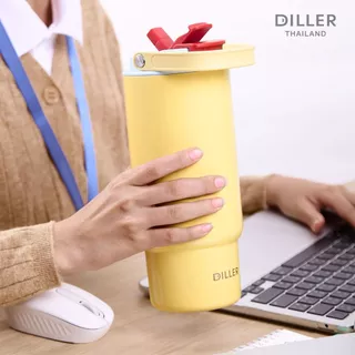 Diller Thailand แก้วน้ำสูญญากาศ เคลือบเซรามิก เก็บความเย็น-ร้อน Stainless Ceramic Thermo Flask 900ml [MLH9384]