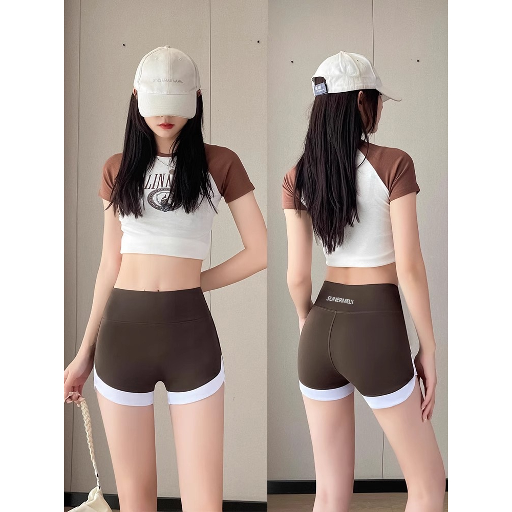 กางเกงออกกำลังกายขาสั้น สำหรับผู้หญิง (G45) ใส่เล่นฟิตเนส โยคะ ผ้านิ่มใส่สบาย เอวสูง เก็บพุง