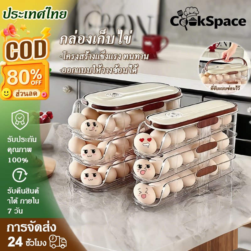 กล่องเก็บไข่ เครื่องจ่ายไข่ ชั้นวางไข่ในตู้เย็น หลายชั้นอัตโนมัติกลิ้งไข่กล่องเก็บเคาน์เตอร์ครัว