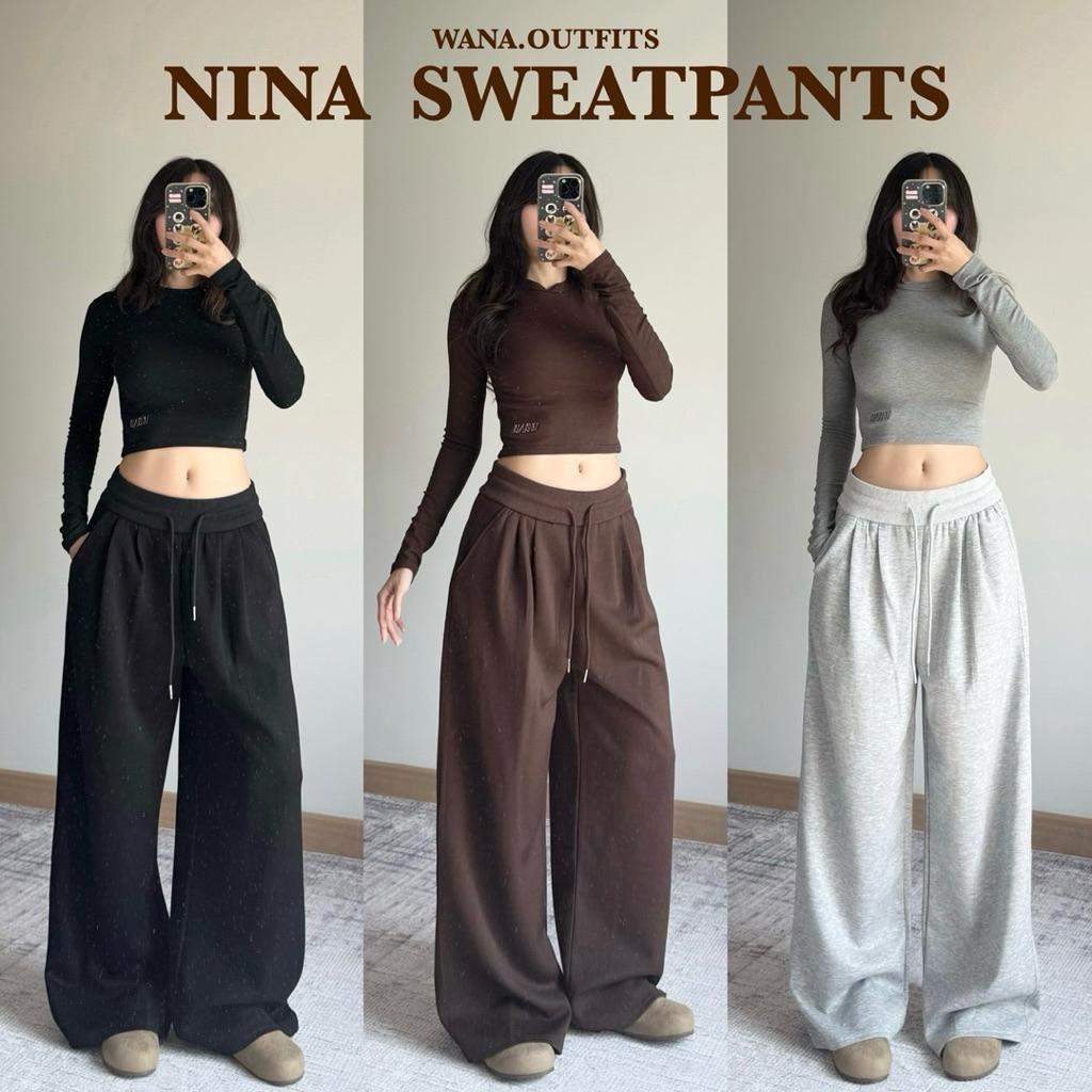 Wana.Outfits - Nina Sweatpants กางเกงวอร์มแต่งจีบหน้า