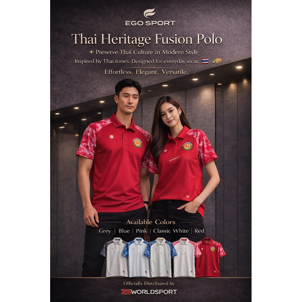 Ego THAI TONE เสื้อโปโล คอปก+พร้อมโลโก้ปักปกครองท้องถิ่น01