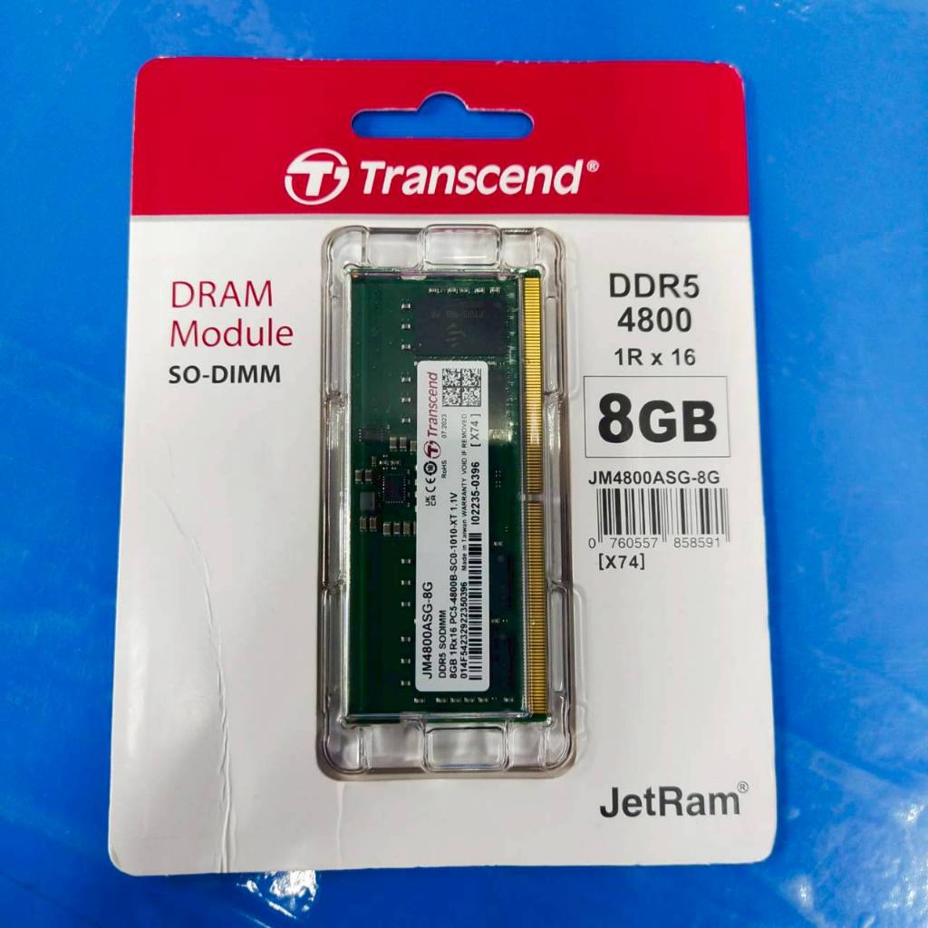 RAM  NOTEBOOK  DDR5  (4800)  8GB  TRANSCEND  * RAM  ใหม่ยังไม่แกะซิล  ประกัน  TRANSCEND  LT.