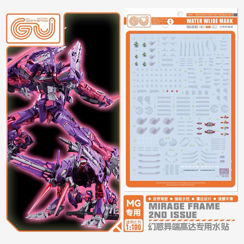 🟪ดีคอลน้ำ GUGU 224 HD MG DECAL MG 1/100 Astray Mirage Frame 2nd Issue ดีคอลน้ำความละเอียดสูง