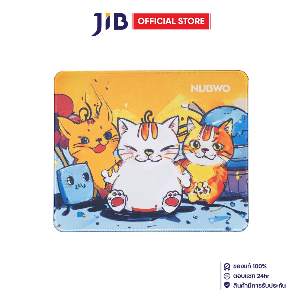 MOUSE PAD (เมาส์แพด) NUBWO NP643 - SIZE S 300 x 250 x 3 MM ORANGE KITTY