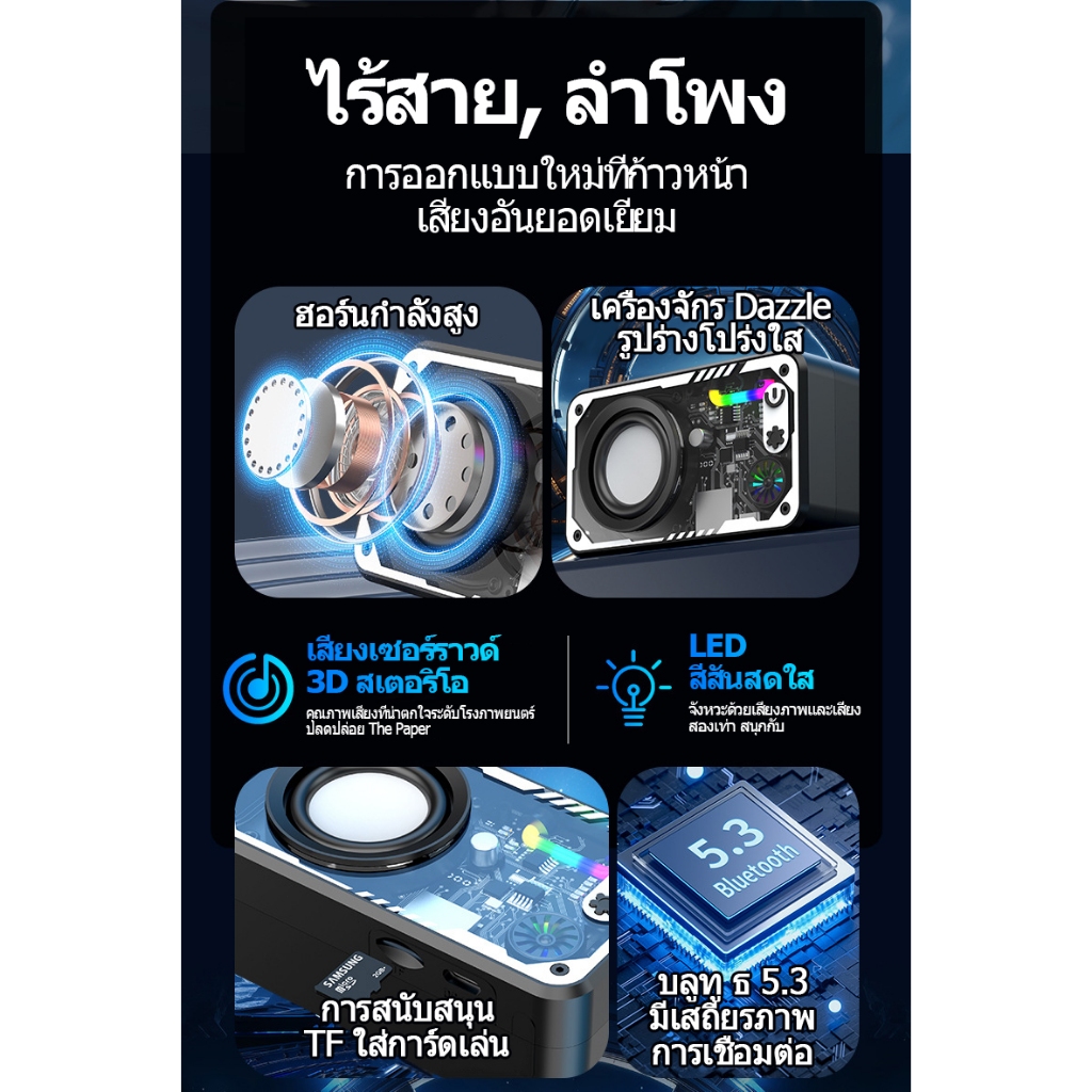 ININ มาแรง! ลำโพง Bluetooth ดีไซน์ใส ไฟ LED เปลี่ยนสีได้ | เบสหนัก กระหึ่มทั้งห้อง พกพาสะดวก เชื่อมต่อหลายตัวพร้อมกัน ราคา ถูกที่สุด ดีลบีเคเค แกลเลอรีภาพที่ 6