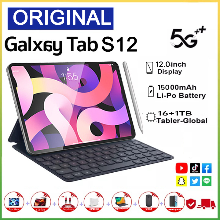 🔥ซื้อ1แถม10🔥 รับประกัน 1ปี🔥 แท็บเล็ต12นิ้ว แรม16GBรอม 1TBแท็บเล็ต5G LTE+WiFi โทร เล่นเกมลื่น4K Full HD แท็บเล็ตราคาถู