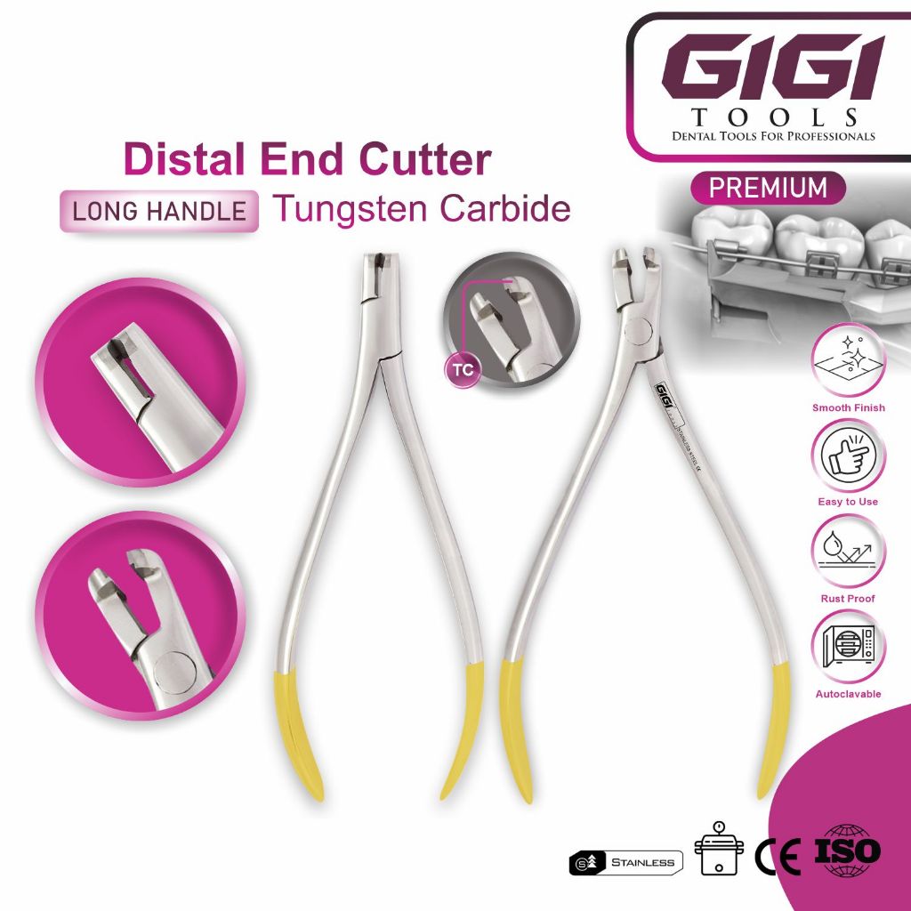 GIGI TOOLS คีมตัดลวดจัดฟัน ด้ามยาว ปลายคาร์ไบด์ (TC) Distal Cutter สแตนเลสเยอรมัน เกรดพรีเมียม CE