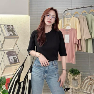037 Deezyy พร้อมส่ง เสื้อยืดยูนิ คอกรมแขน 3ส่วนเนื้อยืดนุ่มละมุนผิวไม่ย้วย (รุ่นขายดี)