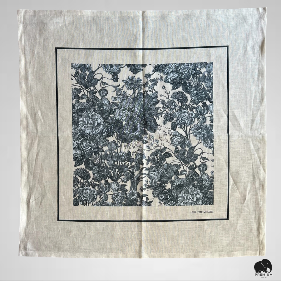 ผ้าเช็ดหน้าลินิน จิม ทอมป์สัน  Linen handkerchief Jim Thompson ครีม-กรม