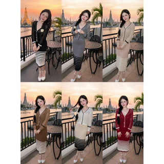 LILY รวม เซ็ต 2 ชิ้น[เสื้อ+เดรส] ผ้าไหมพรมนุ่มฟู งานสวยตรงปก…