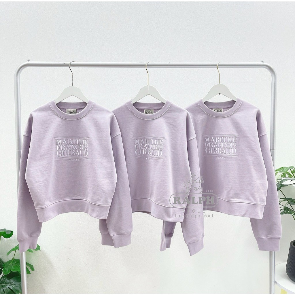 Marithe W Classic Logo Cropped Sweatshirt (Lavender)