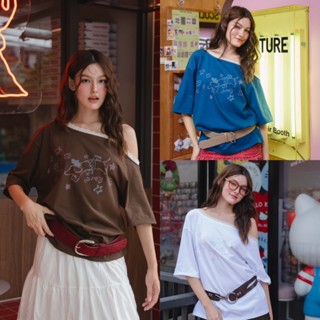 prey เสื้อปาดไหล่ dachshund oversize