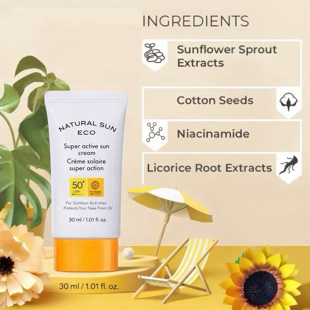 THE FACE SHOP NATURAL SUN ECO SUPER ACTIVE SUN CREAM SPF50+ PA++++ 30ml