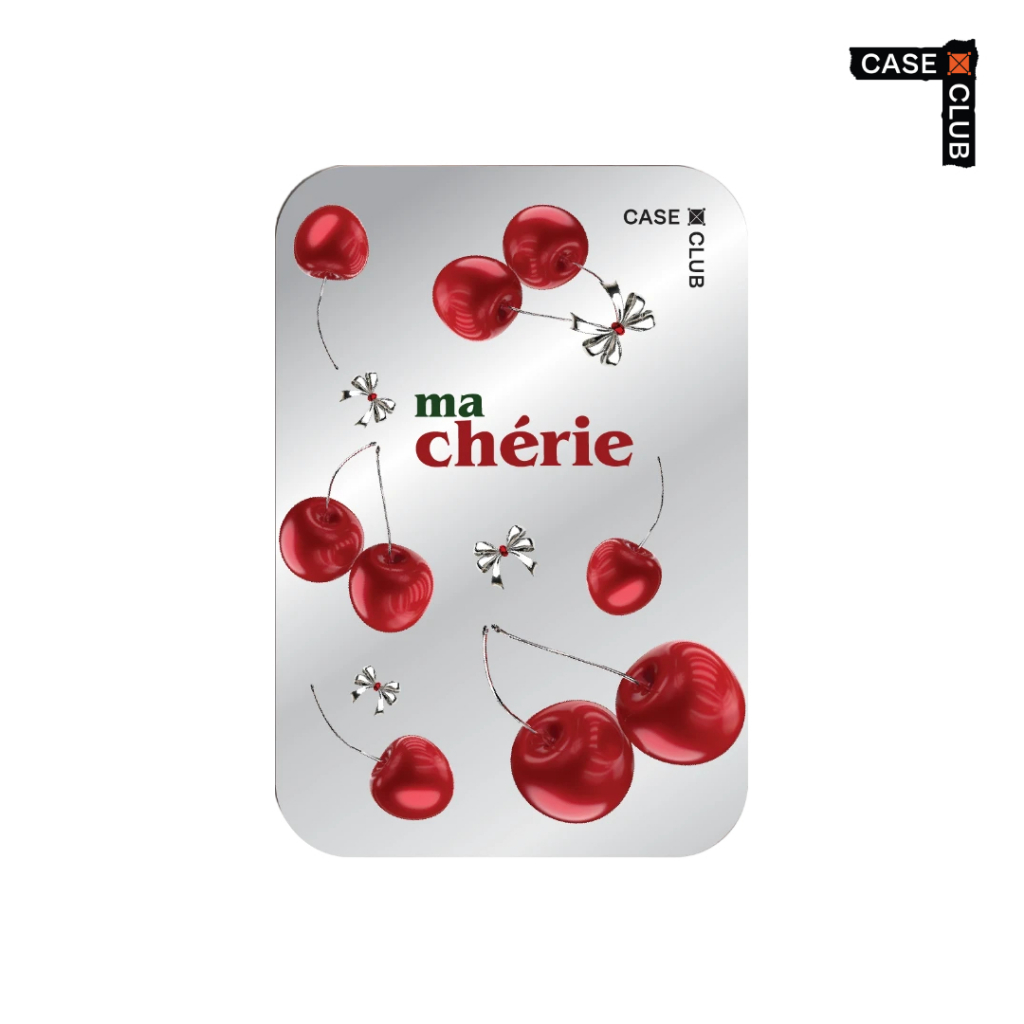 CaseClub Magnetic Mirror Cardholder Stand ที่ใส่บัตร แม่เหล็ก มีกระจกและขาตั้ง ลาย My Cherry