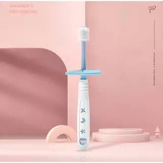 แปรงสีฟันเด็ก หัวทรงกลม 360 องศา ขนแปรงนุ่มพิเศษ มาพร้อมแผ่นป้องกัน เหมาะสำหรับเด็ก 0-6 ขวบ