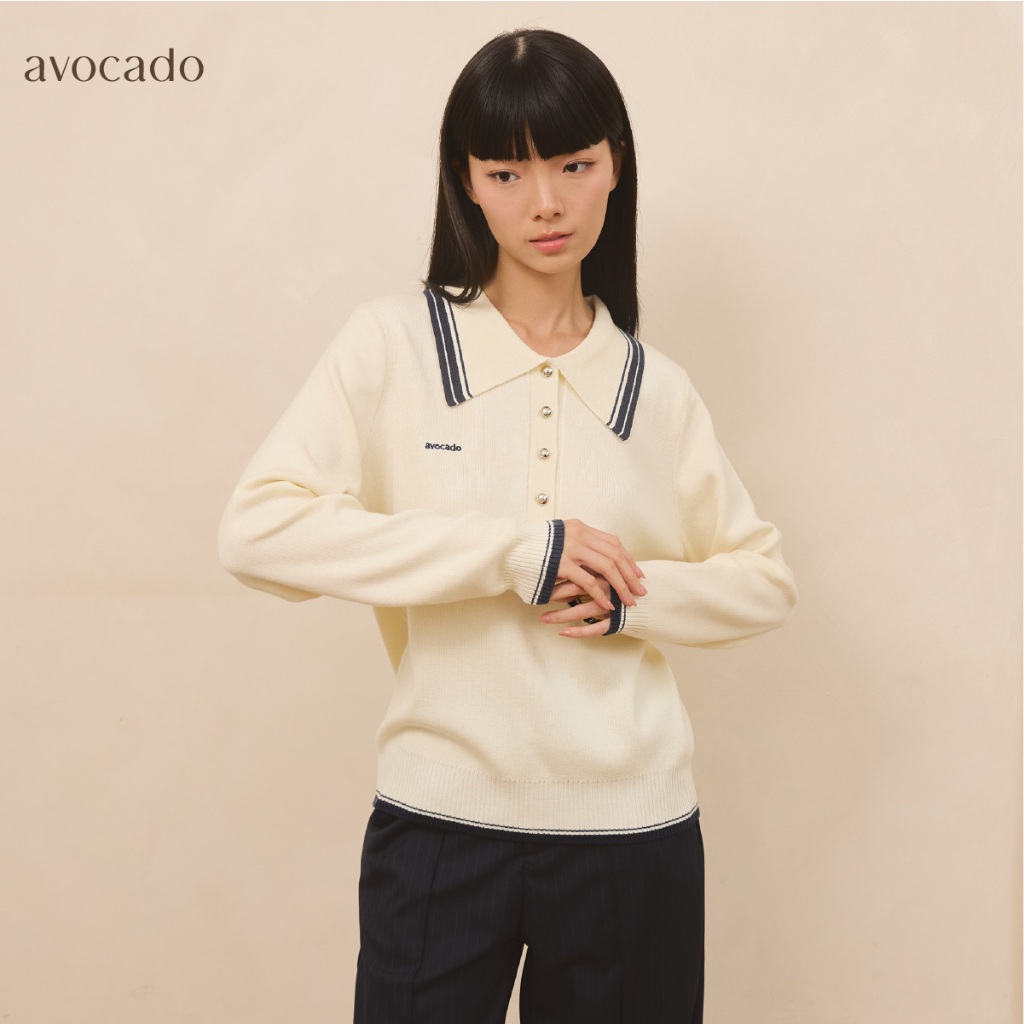 avocado -  Daughter Knit Polo เสื้อโปโลแขนยาว ดีเทลกระดุม 5 เม็ดใช้งานได้จริง I มี 3 ไซส์