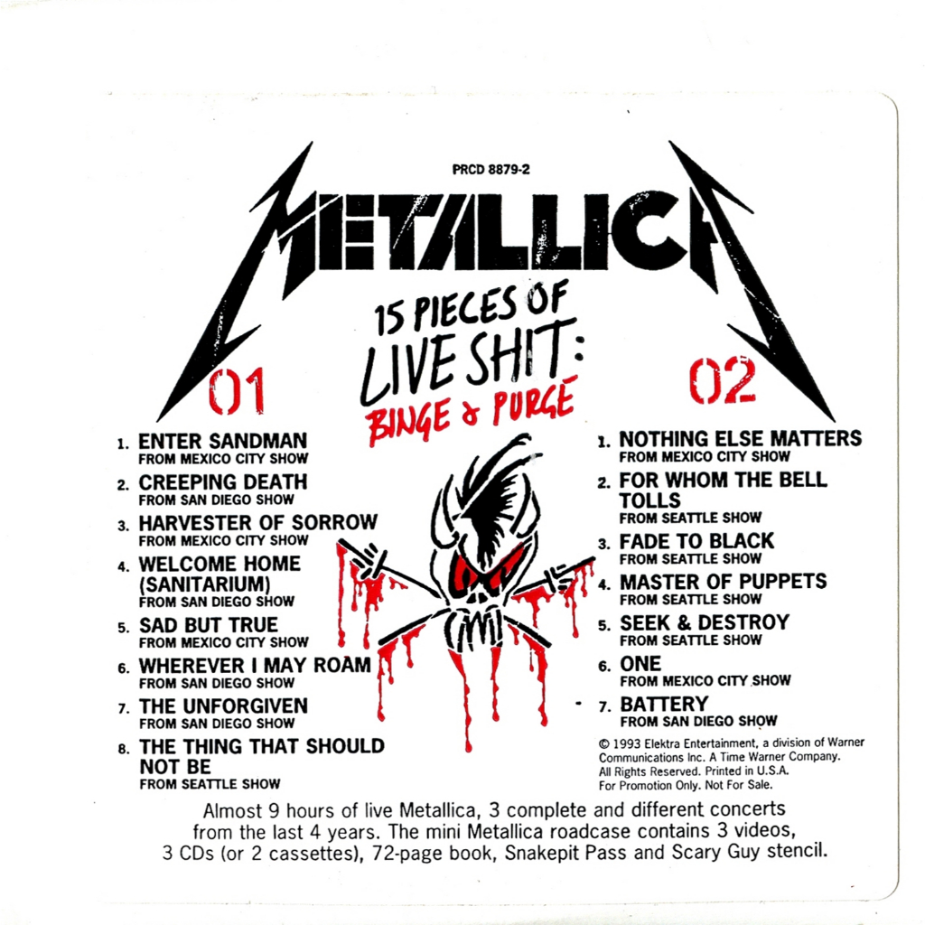 CD Audio เพลงสากล 1993 15 Pieces Of Live Shit  Binge & Purge (USA Promo 2CD, Elektra PRCD 8879-2) (แ