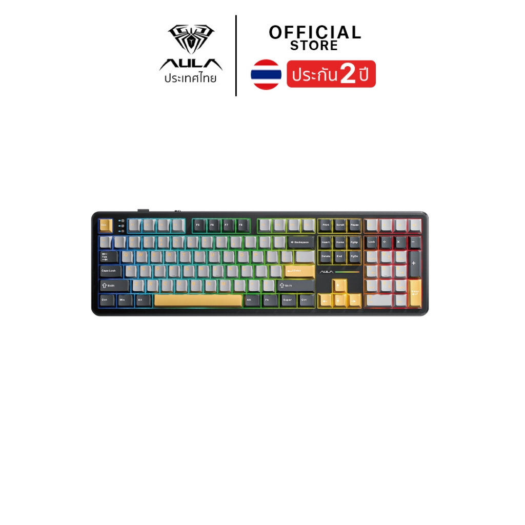 คีย์บอร์ดไร้สาย - AULA F108 - Gasket Mechanical Keyboard Full Size คีย์ไทย รับประกัน 2 ปี