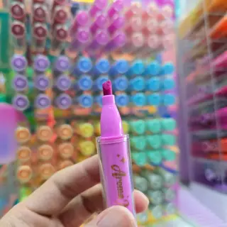 ปากกาไฮไลท์ กากเพชร 12 สี มีกลิ่นหอม Aroma ตรา M&G รุ่น APMV09E8E1 เน้นข้อความ หัวนุ่ม 1 ด้าม