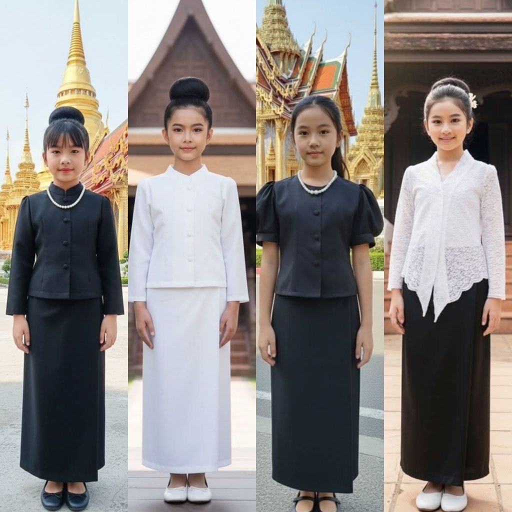 ชุดเด็กจิตรลดาสีดำ ชุดไทยเด็กสีดำ🖤พร้อมส่ง(AY)