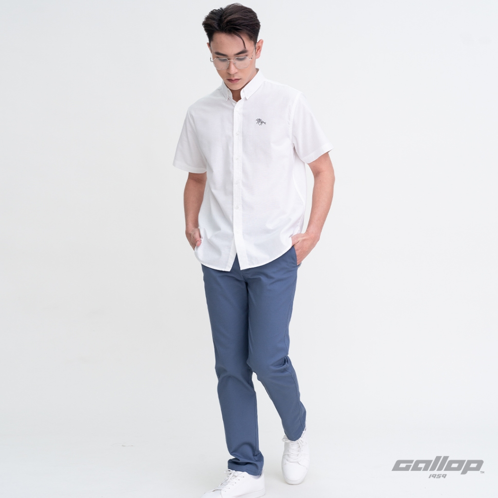 GALLOP : OXFORD CASUAL SHIRT เสื้อเชิ๊ตผู้ชายแขนสั้น สี White - ไวท์ (GAS26SSX2003) - รูปที่ 2