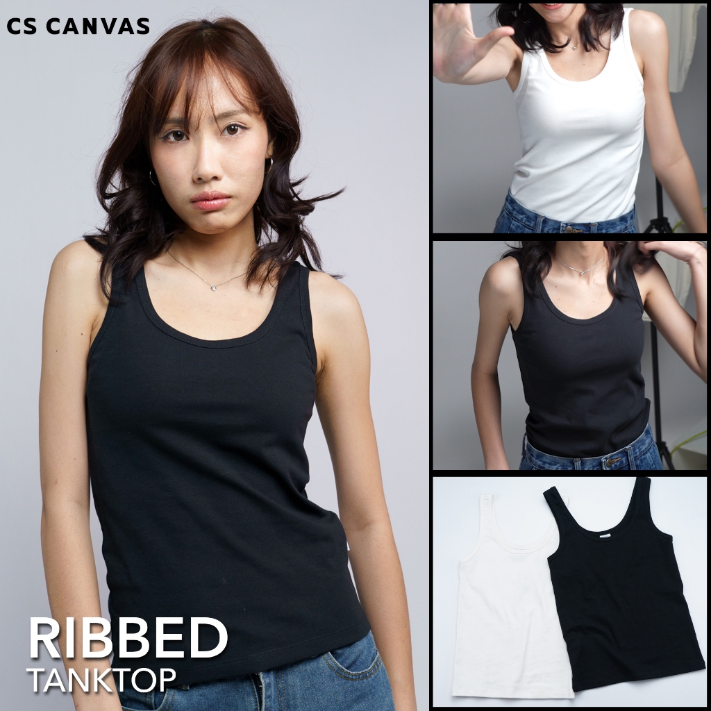 CS CANVAS - เสื้อผู้หญิงแขนกุด TANK TOP ผ้าหลิบ Stretch Cotton 100% รุ่น COZY FEEL สีพื้น ผ้ายืดนุ่มใส่สบาย