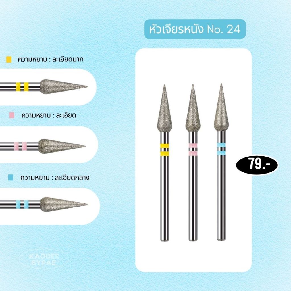 หัวเจียรหนัง ทรงกรวยแหลม (Flame Bit) สำหรับแต่งหนังกำพร้า เคลียร์ขอบเล็บ