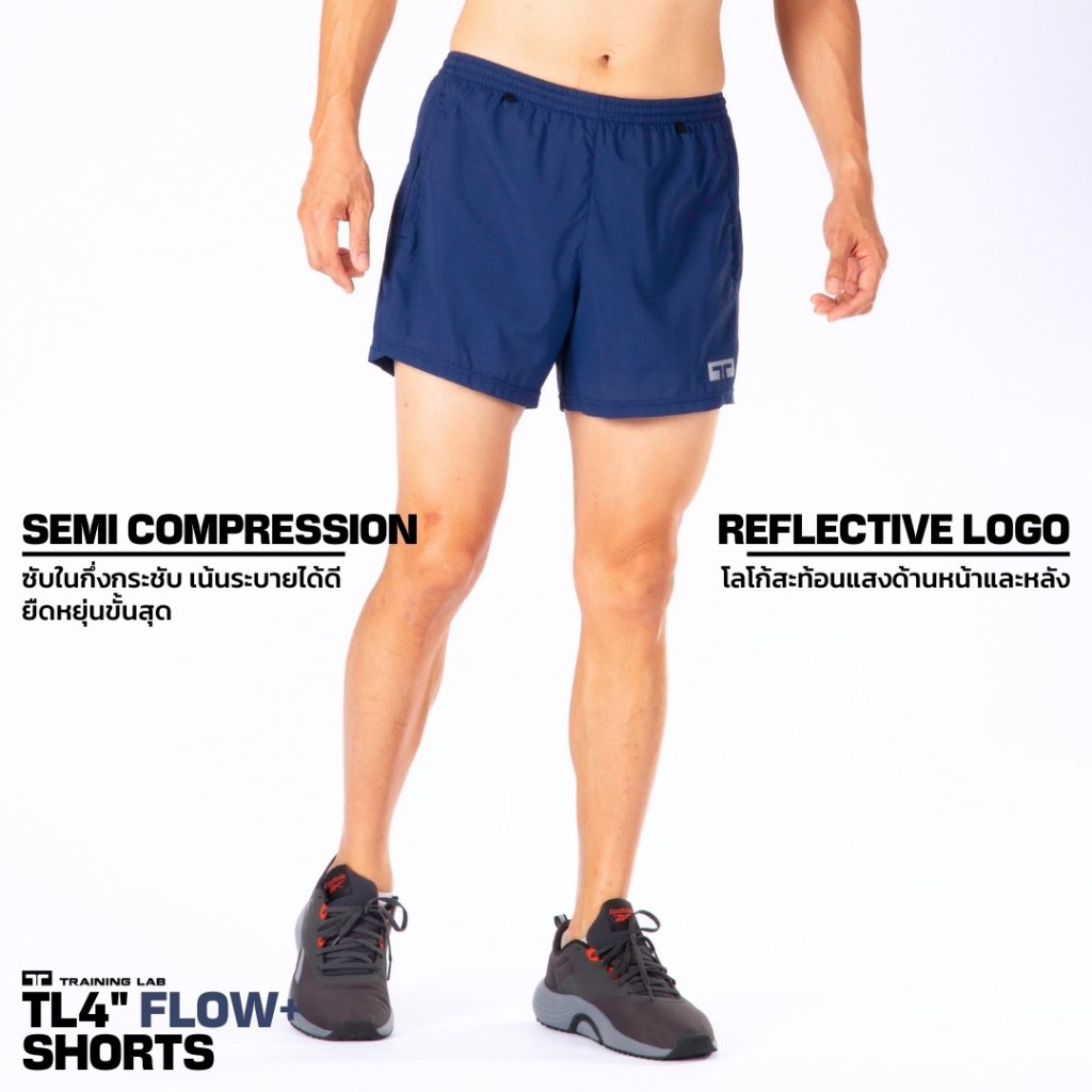 TL 4” Flow+ Shorts กางเกงวิ่งรุ่น 4 นิ้ว โฟล พลัส (BLUE 23120B)