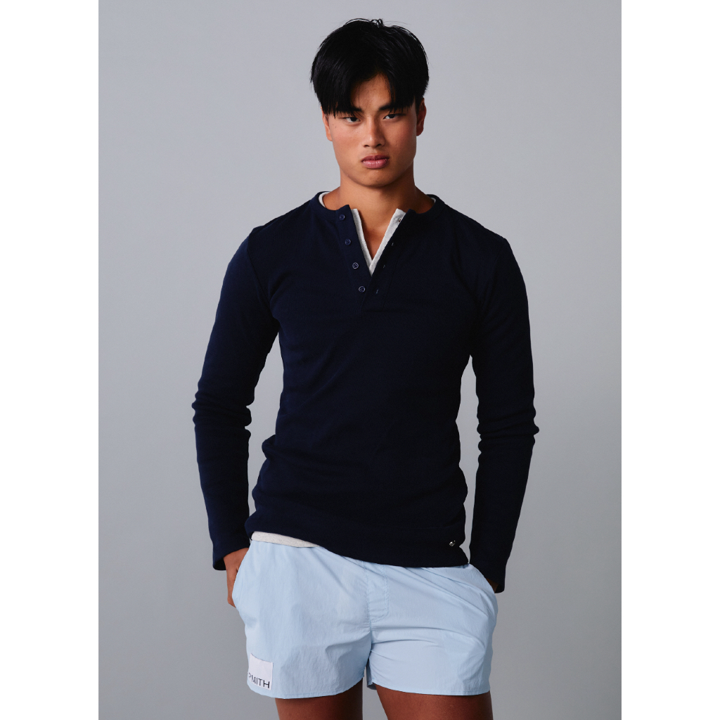 Pmith - Roen Henley T-Shirt - Navy Blue