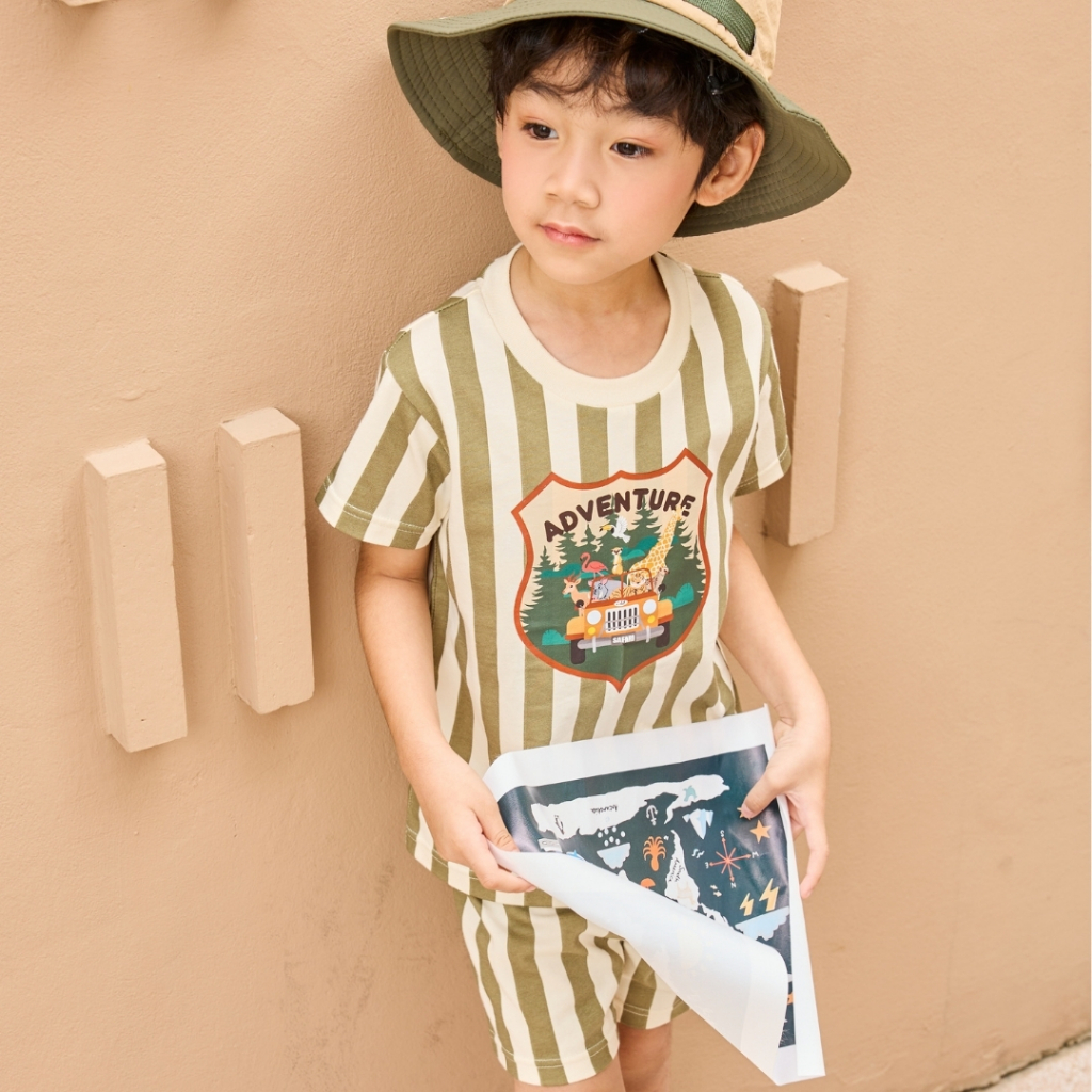 e'clat ชุดเซ็ท เสื้อผ้าเด็ก เสื้อเด็กคู่กางเกง ชุดเด็กผู้ชาย 1-6ปี ผ้ายืดJersey100%cotton ชุด2ชิ้น 9160